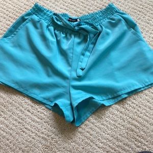 Turquoise blue silky shorts
